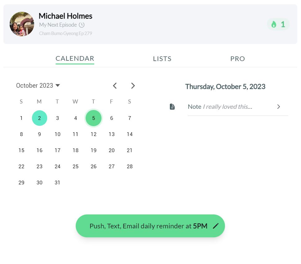 Godible Personal Settings Calendar Streak